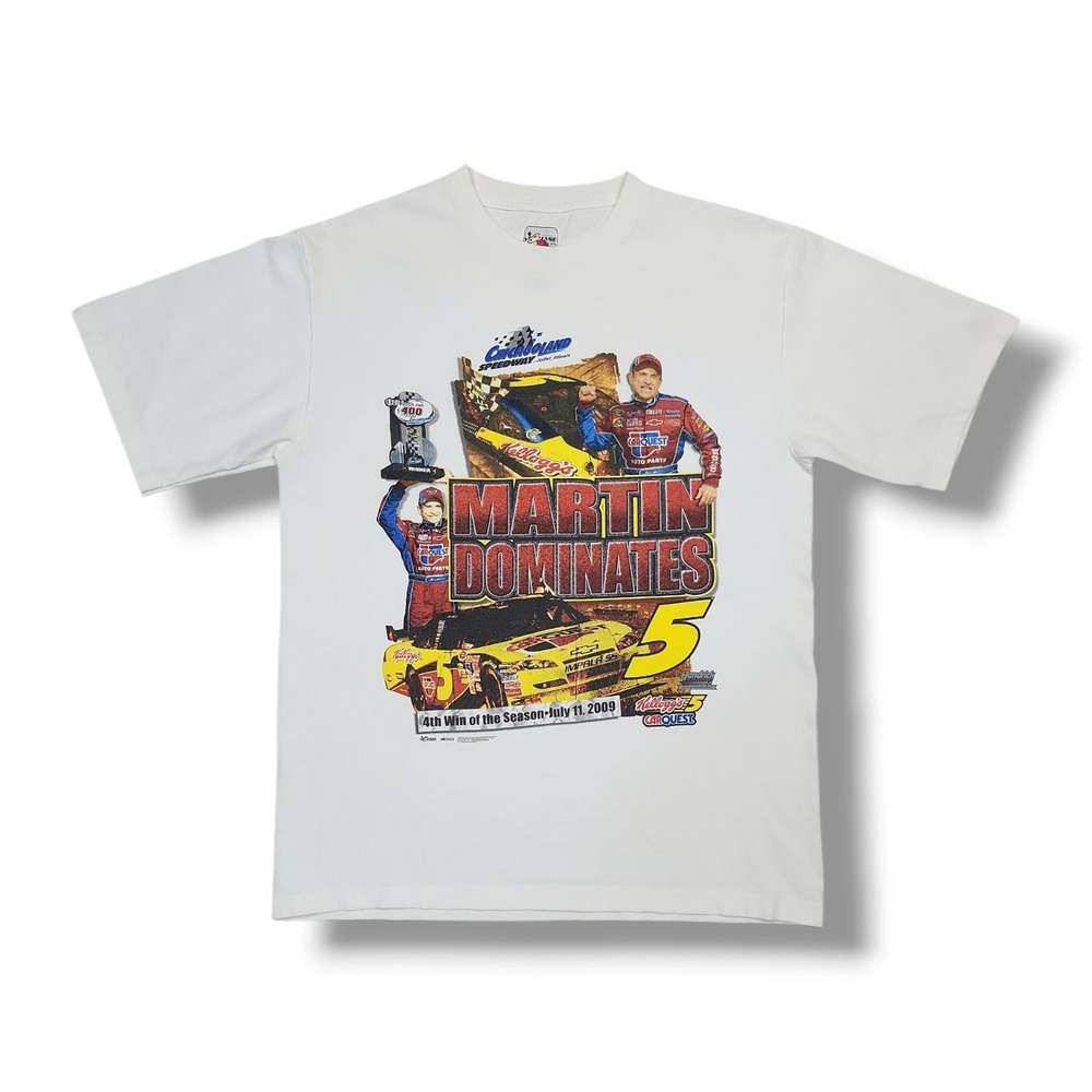 VTG Chase Authentic NASCAR Martin Dominates Kellogg's #5 White T-Shirt Men's M